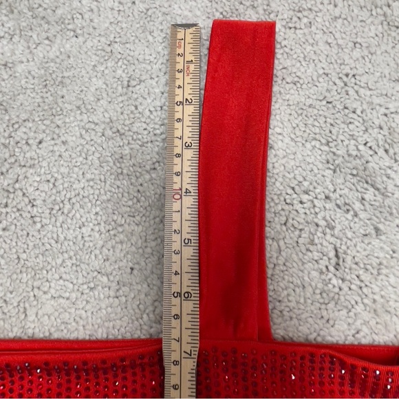 Crop rhinestone embellished stretchy sparkly sexy holiday party bralette tank - Picture 7 of 9